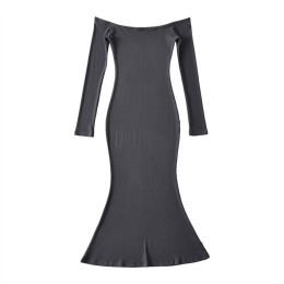 訂製長袖包臀連身裙  時尚設計一字領魚尾裙  顯瘦連衣裙製衣廠 SKCS032 訂製長袖包臀連身裙  時尚設計一字領魚尾裙  顯瘦連衣裙製衣廠 SKCS032